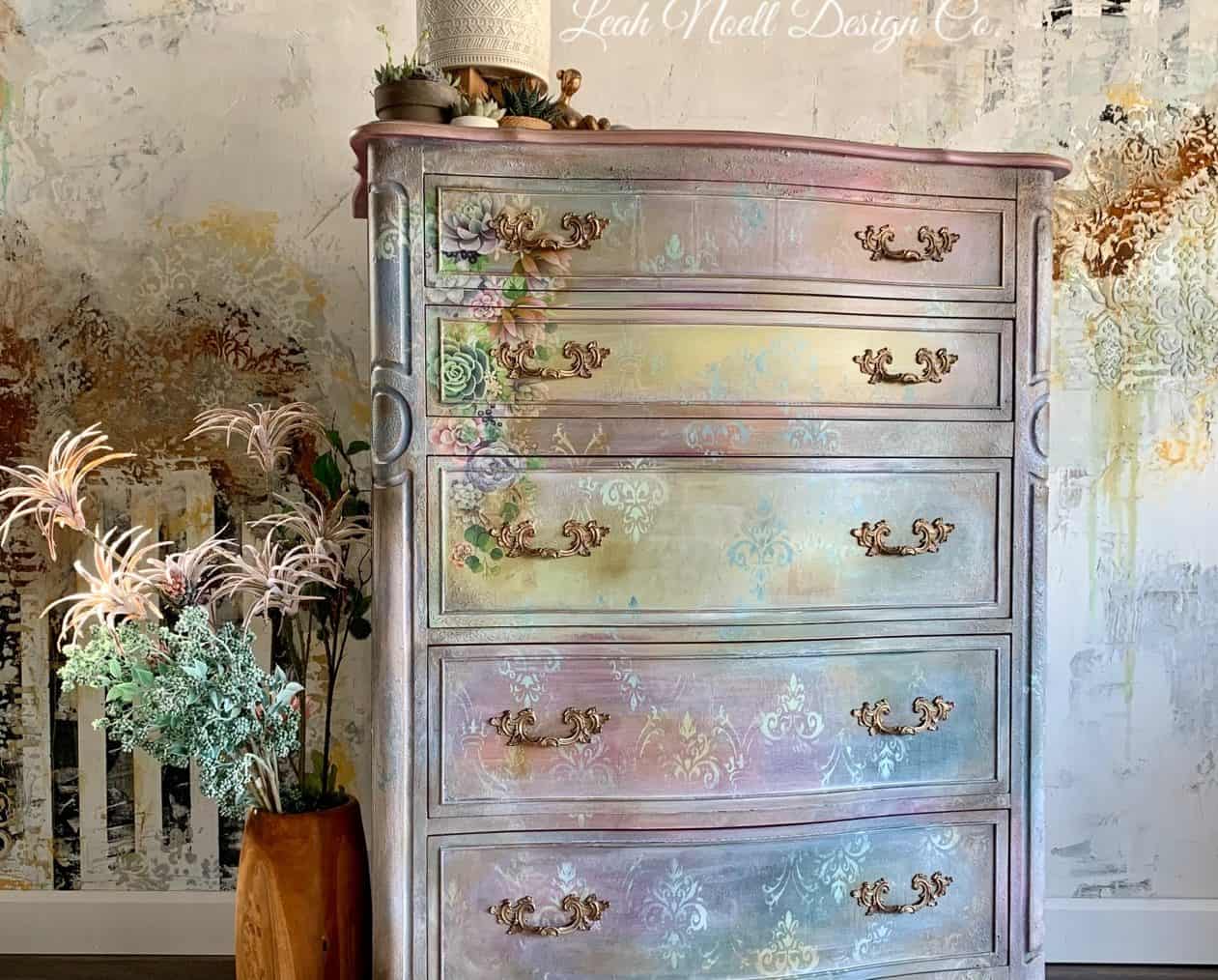 Candy Hand Painted Flower Dresser Worn To Whimsy